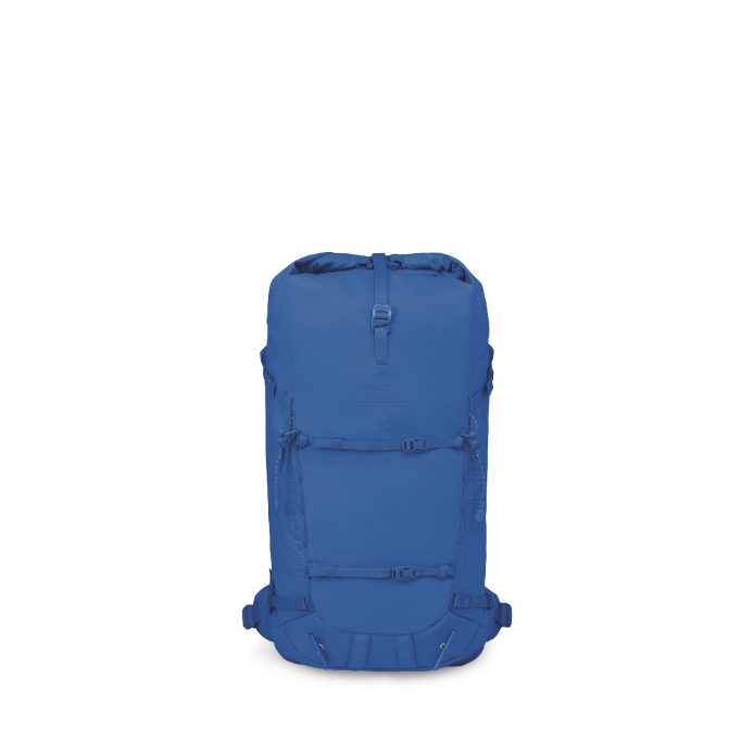Blue backpack on a white background