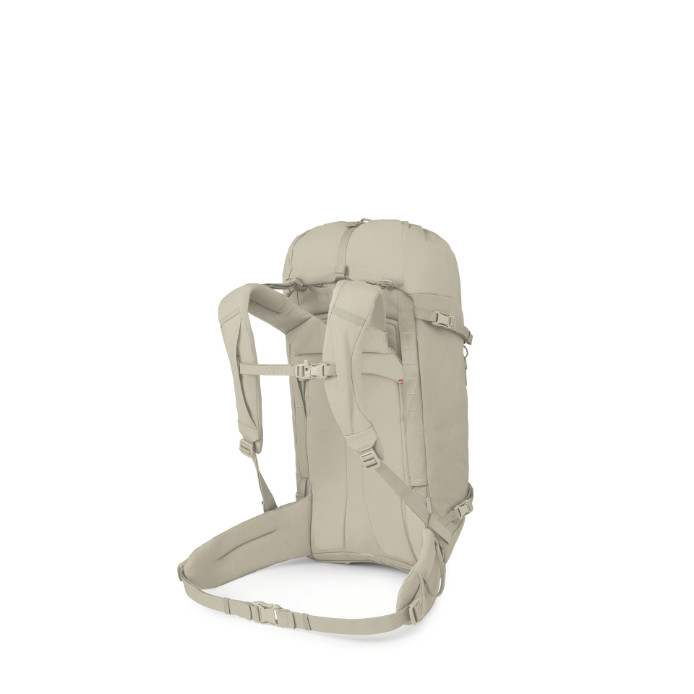 Beige backpack on a white background