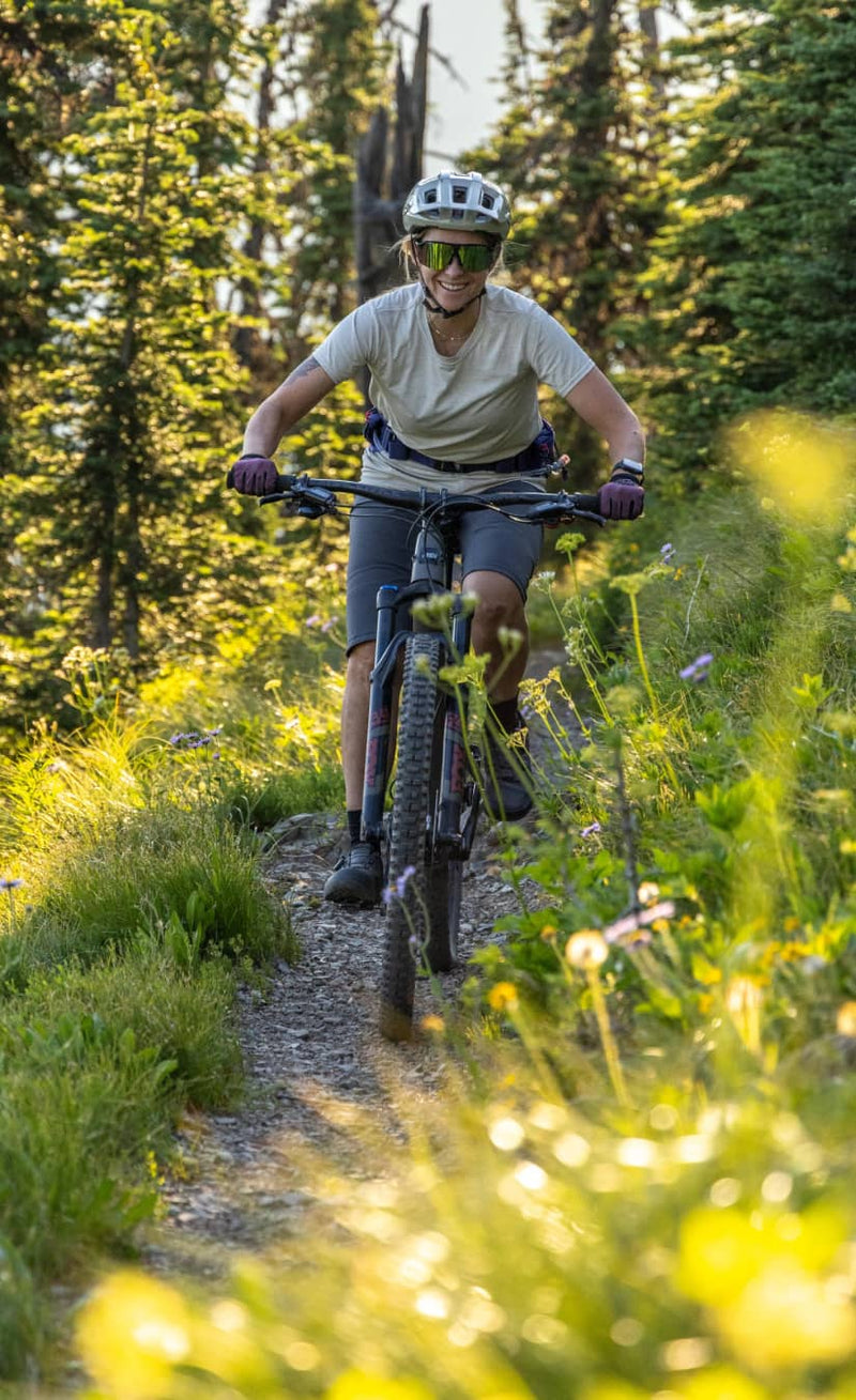 Person hiking in mountains