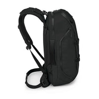 Black backpack on a white background