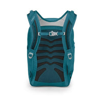 Teal backpack with black accents on a white background