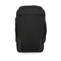 Black backpack on a white background