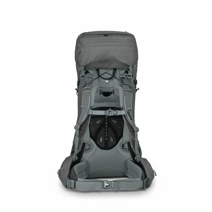 Gray hiking backpack on a white background