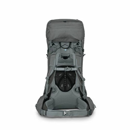 Gray hiking backpack on a white background