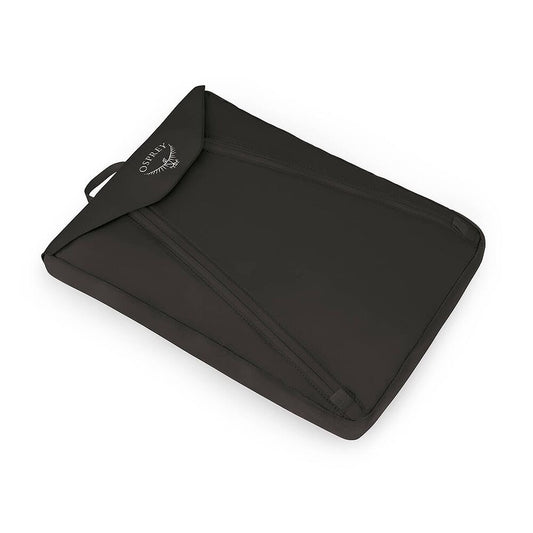 Ultralight garment folder in black with snap flap and interior fold straps