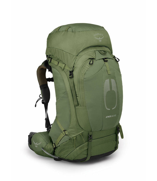 Green hiking backpack on a white background