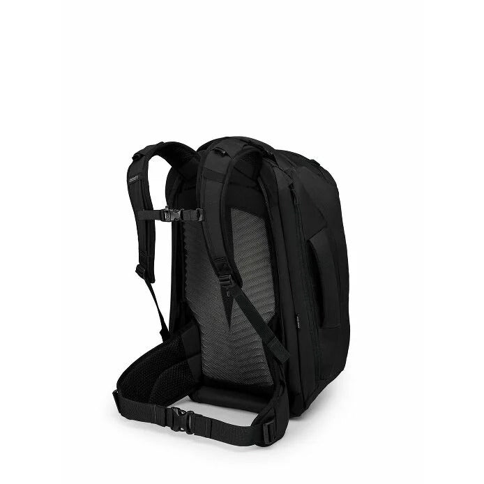 Black backpack on a white background