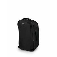Black backpack with a brand logo on a white background
