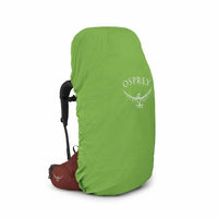 Green Osprey backpack cover on a white background