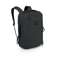 Aoede 22L black backpack with front zip pocket, top handle, and adjustable shoulder straps