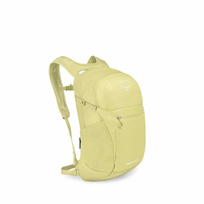 Yellow backpack on a white background