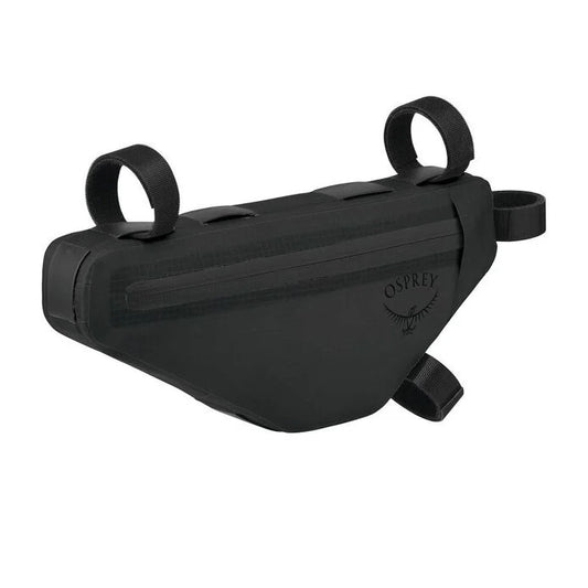 Black Osprey bike frame bag on a white background