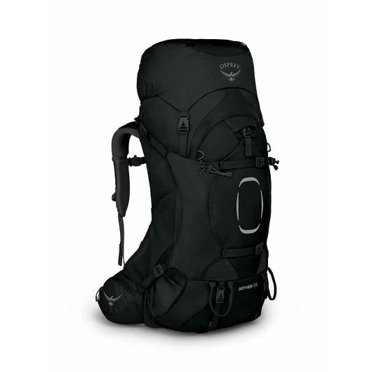 Black Osprey backpack on a white background