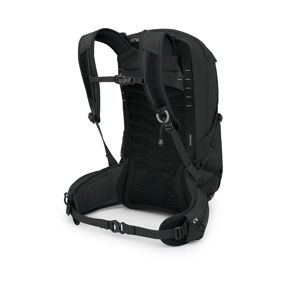 Black backpack on a white background