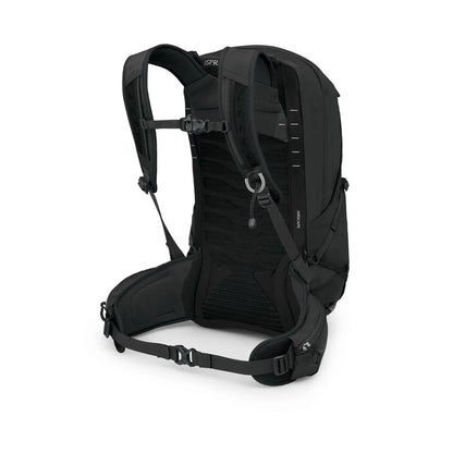 Black backpack on a white background