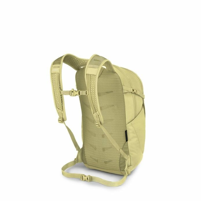 Yellow backpack on a white background
