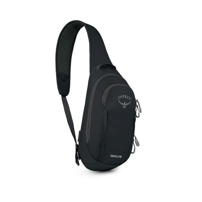 Black Osprey sling bag on a white background