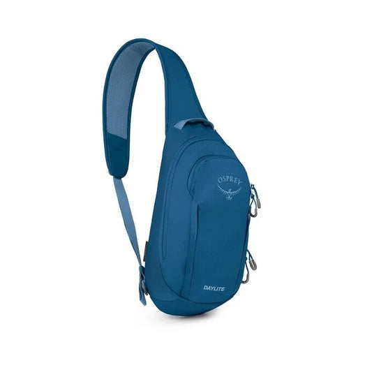 Blue sling bag with Osprey logo on a white background
