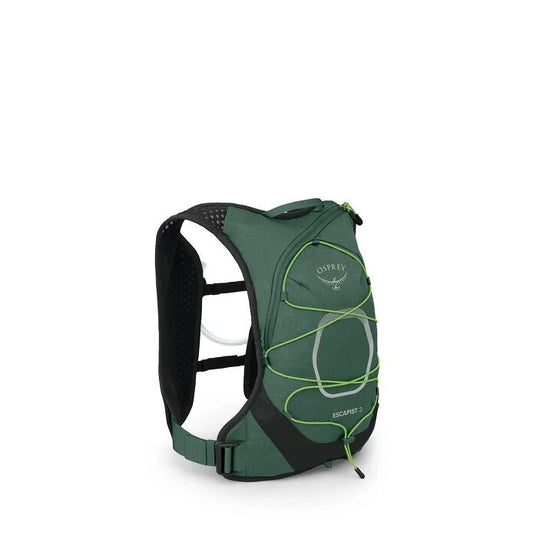Green Osprey hiking backpack on a white background