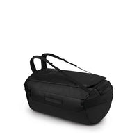 Black duffel bag on a white background