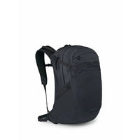 Black backpack on a white background