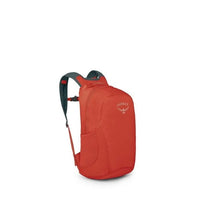 Red Osprey backpack on a white background