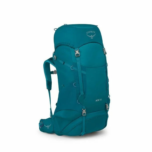 Teal Osprey backpack on a white background