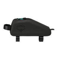 Black Osprey bikepacking bag on a white background