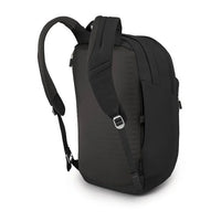 Black backpack on a white background