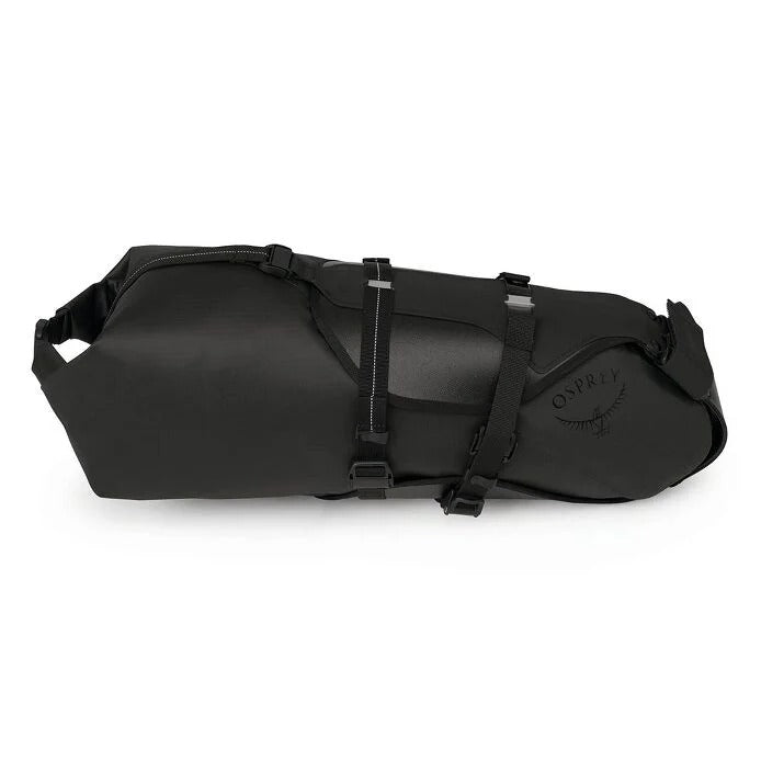 Black bag with straps on a white background