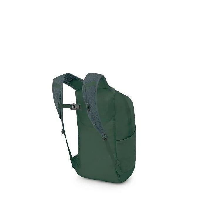 Green backpack on a white background