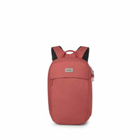Red backpack with a visible brand logo on a white background