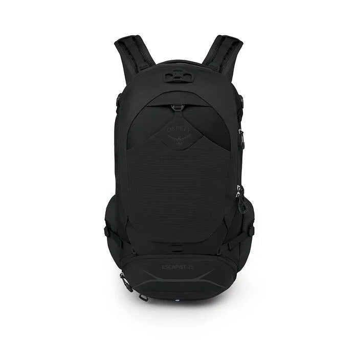 Black backpack on a white background