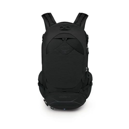 Black backpack on a white background