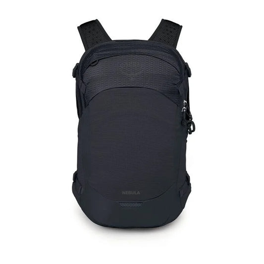 Black backpack on a white background