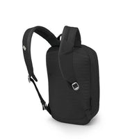 Black backpack on a white background