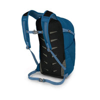 Blue and black backpack on a white background