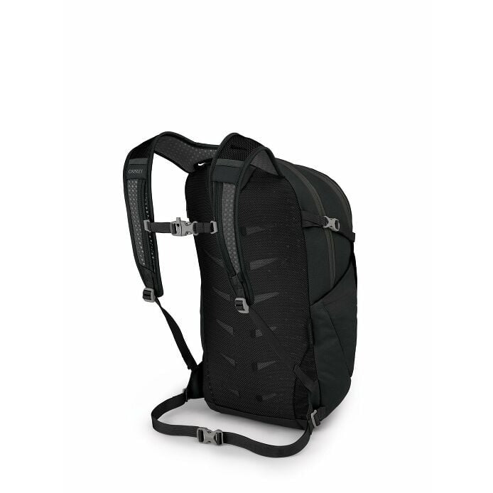Black backpack on a white background