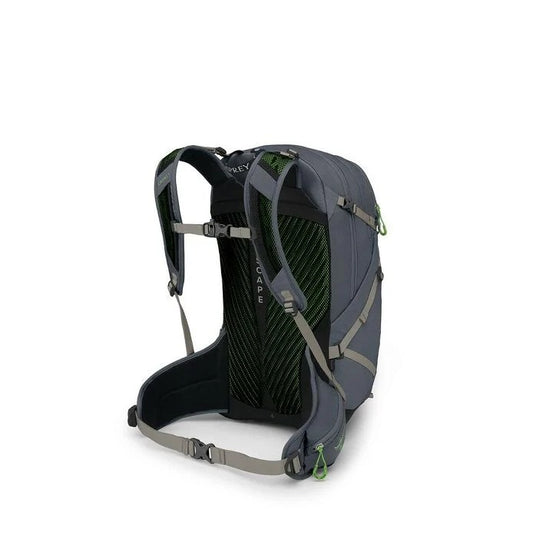 Gray backpack with visible branding on a white background