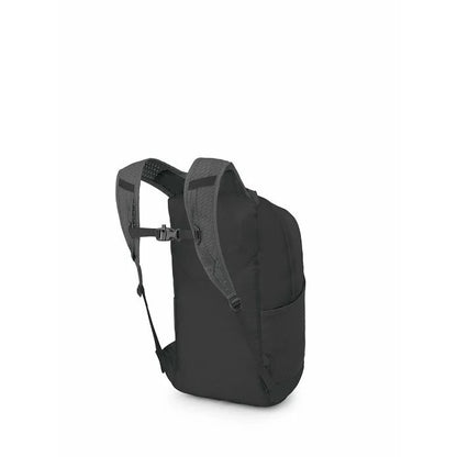 Black backpack on a white background
