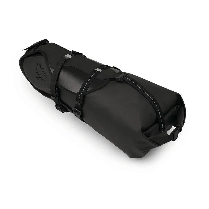 Black bag with straps on a white background