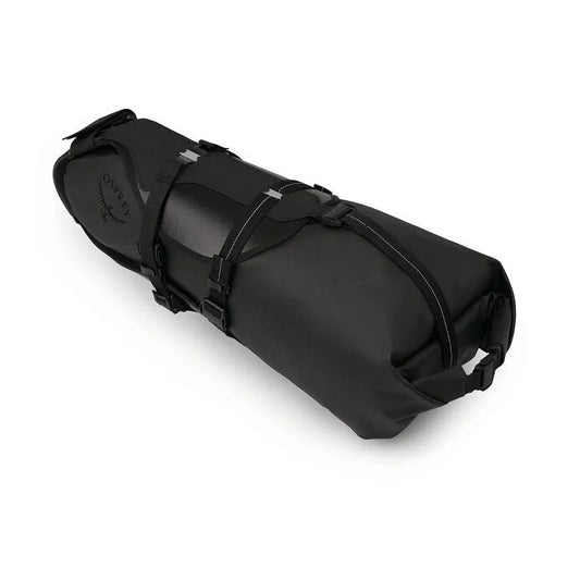 Black bag with straps on a white background