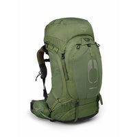 Green hiking backpack on a white background