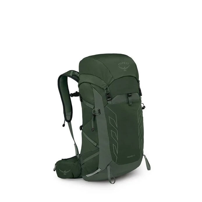 Green Osprey backpack on a white background