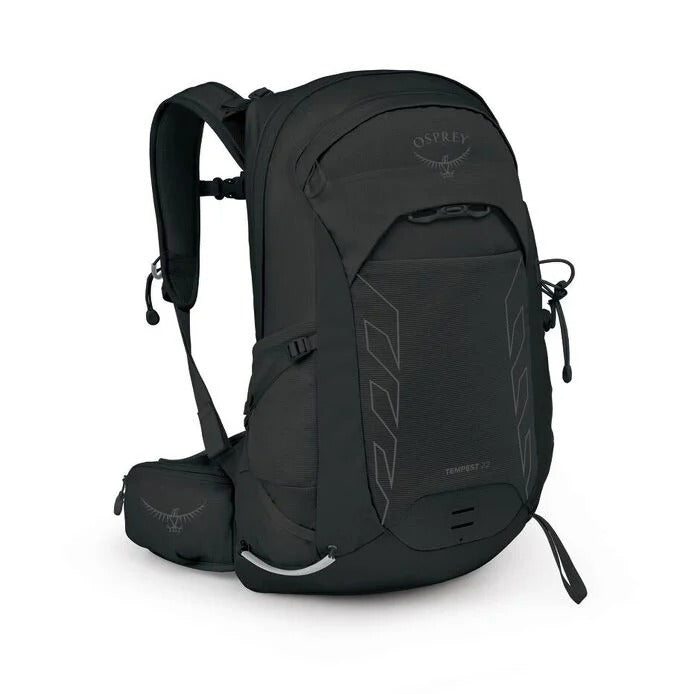 Black Osprey backpack on a white background