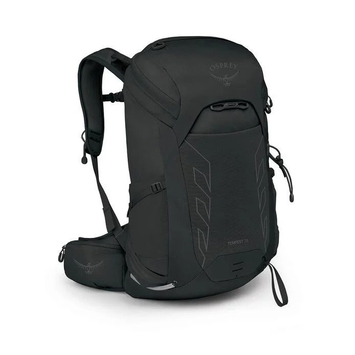 Black Osprey backpack on a white background