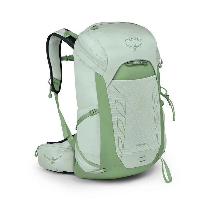 Light green Osprey backpack on a white background