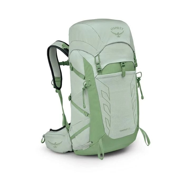 Green Osprey backpack on a white background