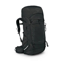 Black Osprey hiking backpack on a white background