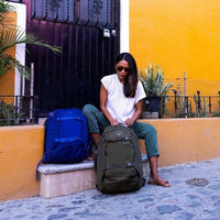 Sojourn Porter™ 46L travel packs: blue and olive with front pockets